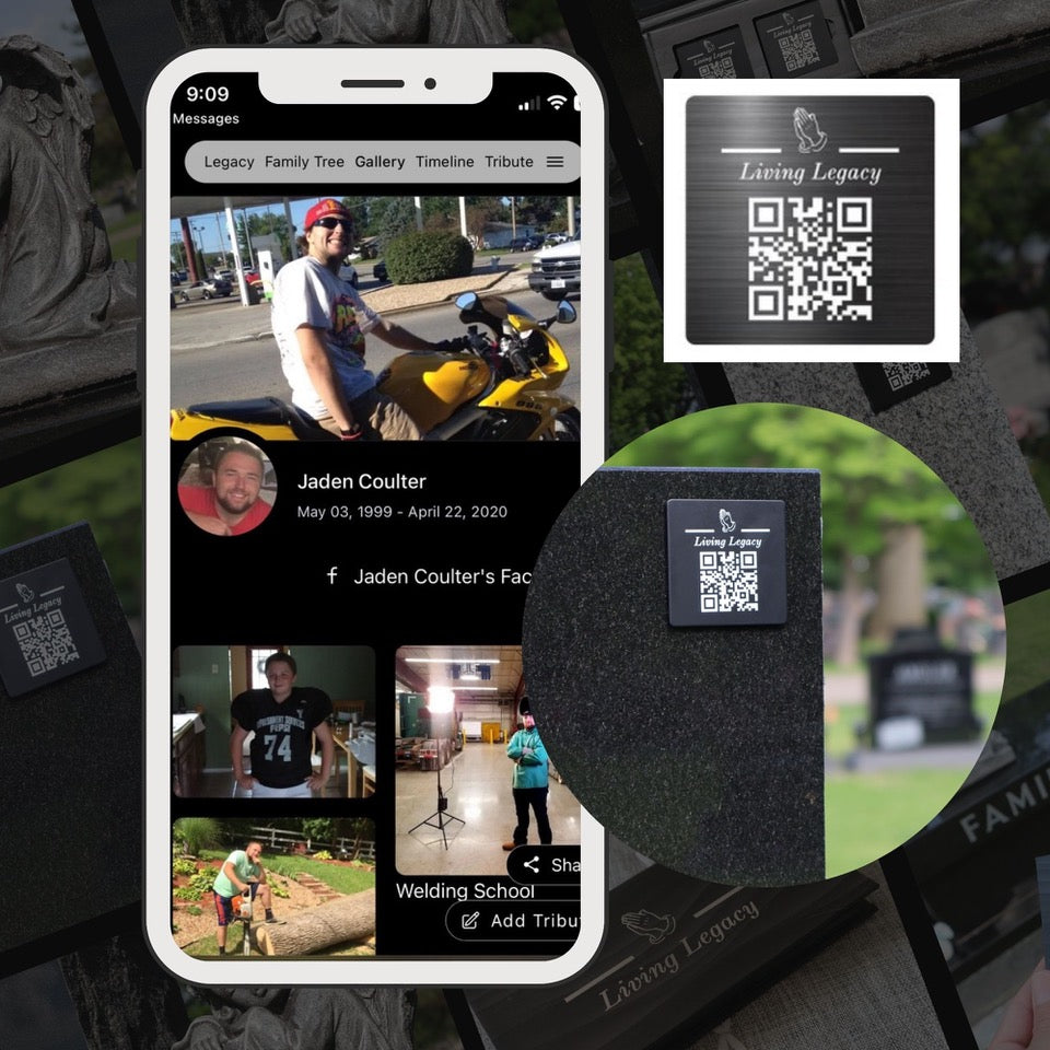 Memorial 2x2 Inch Metal Engraved QR Tags: Commemorate Loved Ones with Dignity, Ideal for Cemetery Tombstones & Thoughtful Bereavement Gifts for The Loss of Loved Ones
