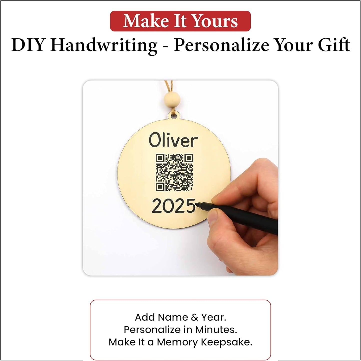 Living Legacy QR Code Christmas Ornament – Personalized Wooden Keepsake (Santa, Reindeer & Snowman Options)