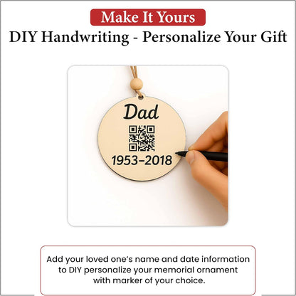 Living Legacy Wooden Christmas Memorial Ornament – Handcrafted Tribute with Custom QR Photo Memories for Loved Ones in Heaven