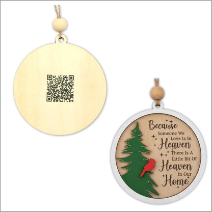 Living Legacy Wooden Christmas Memorial Ornament – Handcrafted Tribute with Custom QR Photo Memories for Loved Ones in Heaven