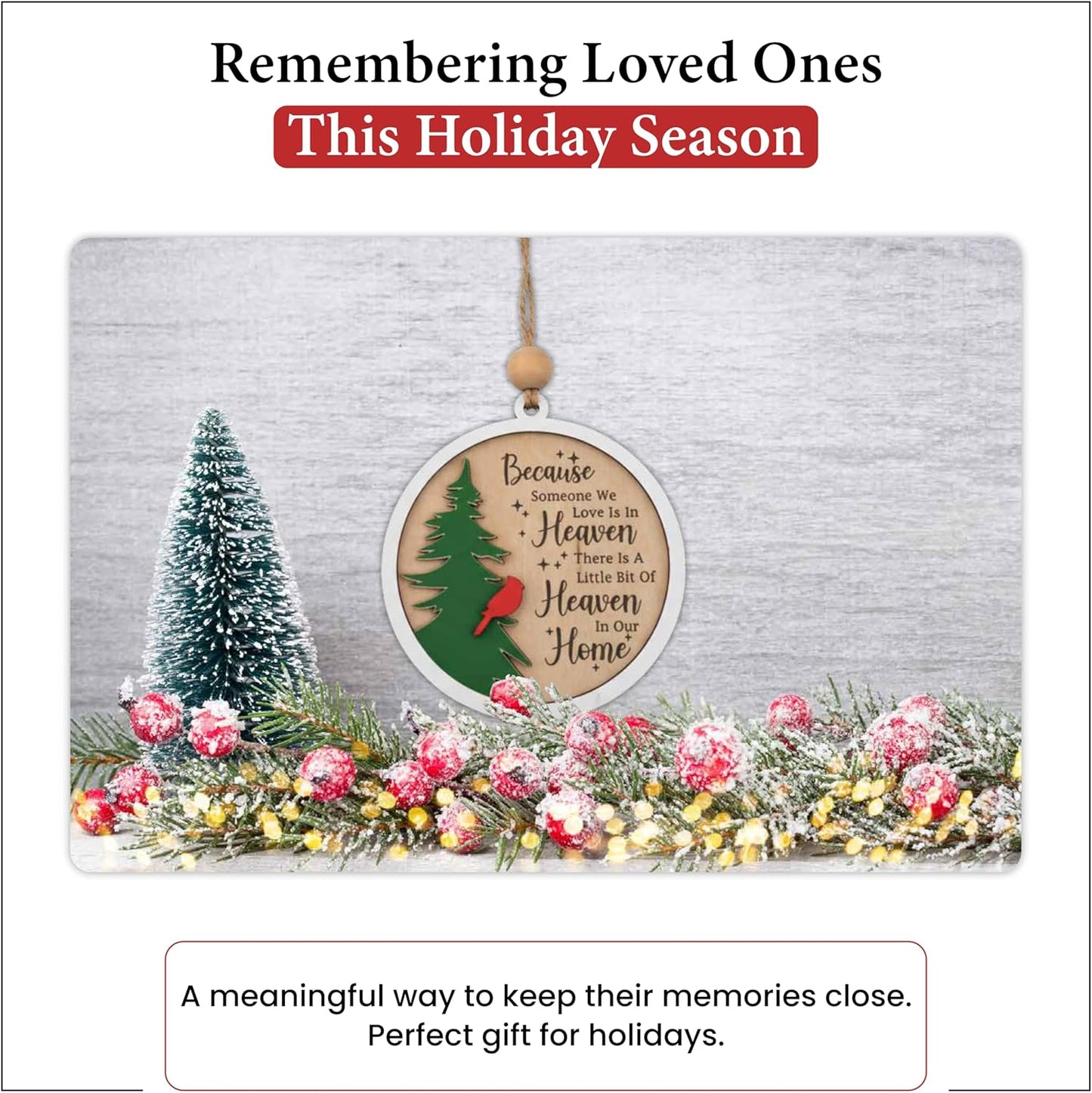 Living Legacy Wooden Christmas Memorial Ornament – Handcrafted Tribute with Custom QR Photo Memories for Loved Ones in Heaven