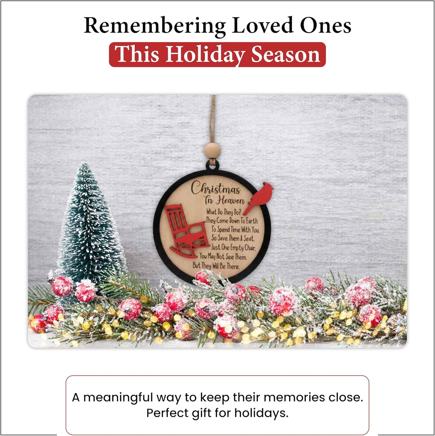 Living Legacy Wooden Christmas Memorial Ornament – Handcrafted Tribute with Custom QR Photo Memories for Loved Ones in Heaven