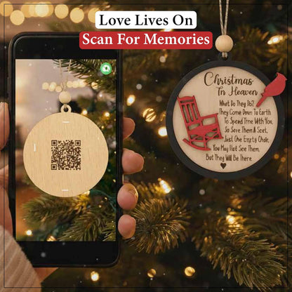 Living Legacy Wooden Christmas Memorial Ornament – Handcrafted Tribute with Custom QR Photo Memories for Loved Ones in Heaven